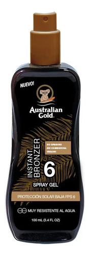 Australian Gold Instant Bronzer Spray Gel 6 Fps 100 Ml
