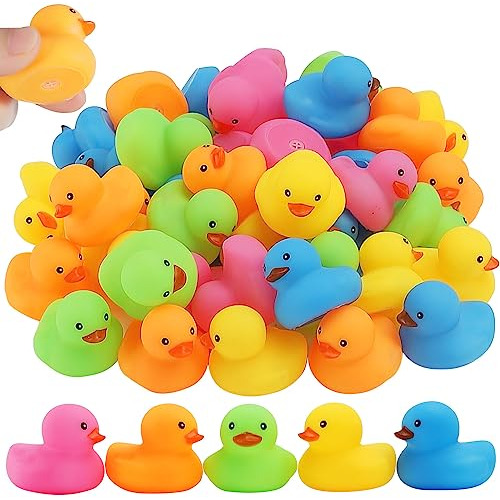 50 Piezas De Patitos De Goma Mini Baño, Patitos De Gom...