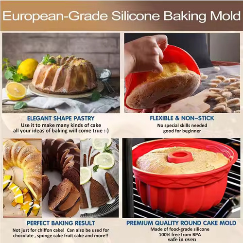 Molde Savarin Flanera De Silicona Apta Horno Biscochuelo Surtido