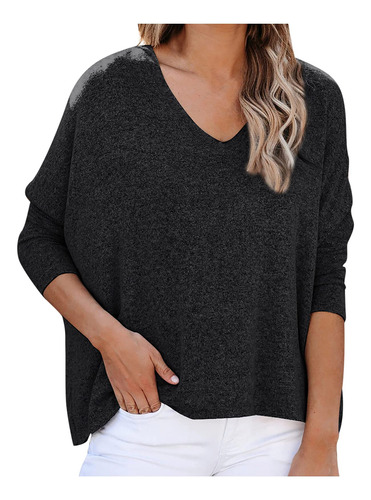 Camisa Elegante Manga Larga Cuello V Para Mujer Blusa Casual