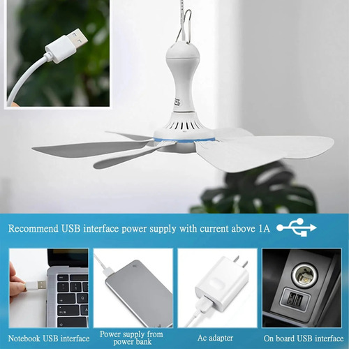 Ventilador De Techo Silencioso De 6 Hojas Alimentado Por Usb