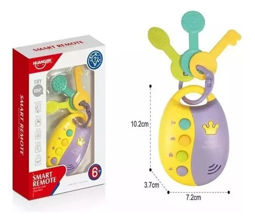 Sonajero Mordillo Llavero Musical Con Sonido Luces Bebes Color Multicolor