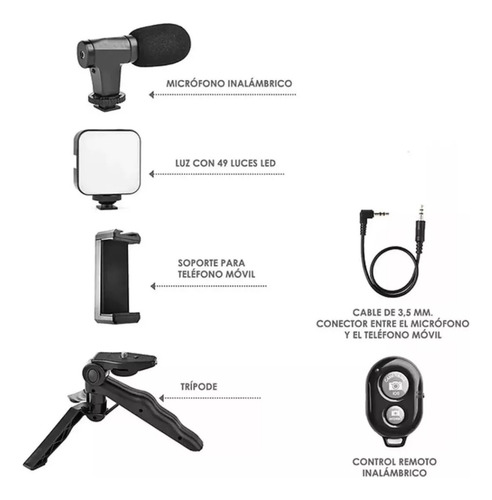 Estabilizador Para Smartphone Tripode Luz Microfono Control