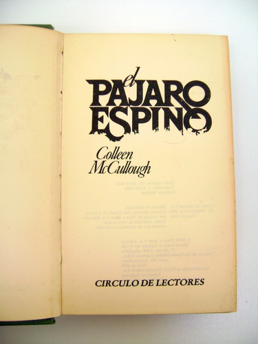 El Pajaro Espino Mc Cullough Novela Romantica Historic Boedo