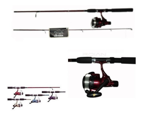 Set Caña Rio Lago Pescar Okuma + Carrete 1.80 Mts Envio !