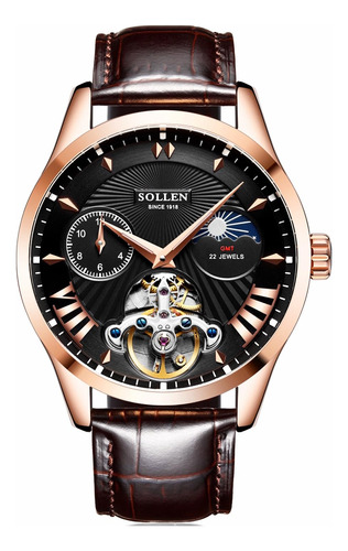 Sollen Reloj Mecanico Esqueleto Multifuncional Para Hombre,