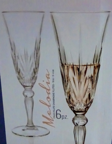 Juego 6 Copas Filo Oro Cristal Cortado Melodía Rcr