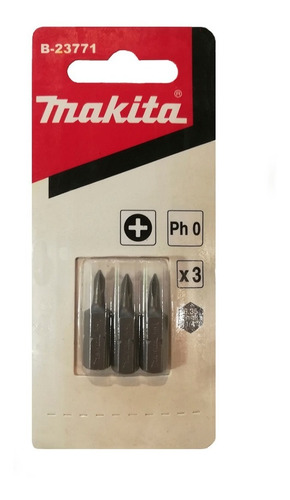 Imagen 1 de 4 de Set De 3 Puntas Atornilladoras Ph0 Makita De 25 Mm De Largo