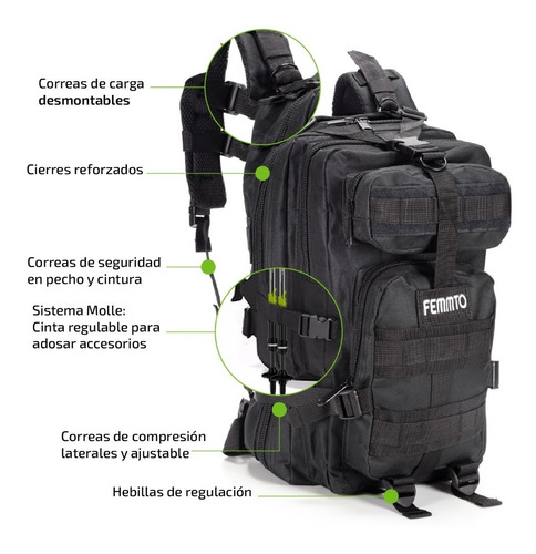 Imagen 2 de 8 de Mochila Tactica Mochilero 30 Litros Camping Trekking Montaña