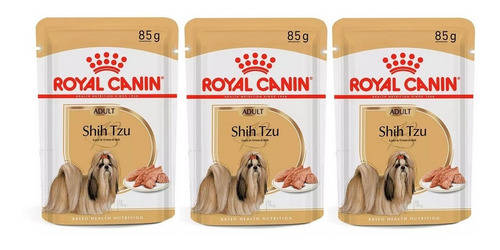 Kit 3 Unidades Ração Sachê Shih Tzu Adult 85g Royal Canin