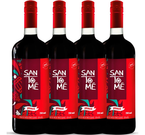 Caixa 4 Vinho Tinto Suave Santomé De Mesa 750ml Garrafa