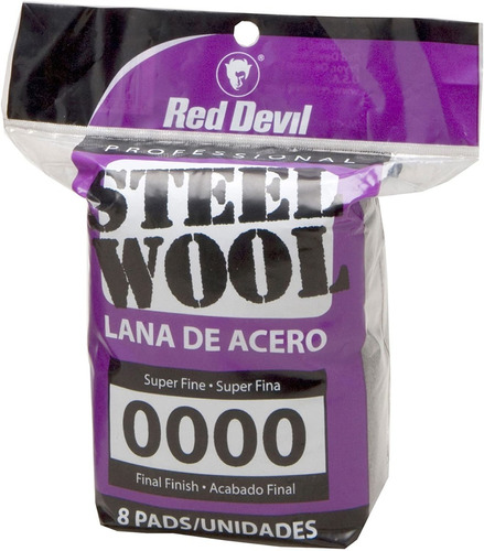 Lana De Acero 8 Almohadillas Red Devil Super Fino 0000 Pulir