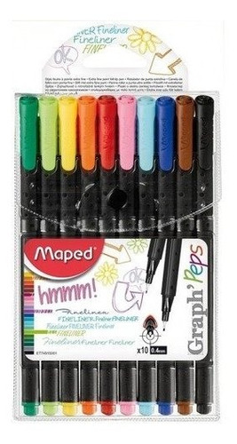 Paquete 10 Rotuladores Graphpeps Fine Point 0.4mm Colores 