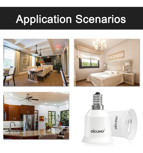 Adaptador Dicuno E12 A E26, Convertidor De Enchufe Ac