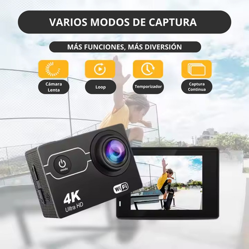 Cámara Deportiva Sate 1080p Full Hd Sumergible Waterproof Negro