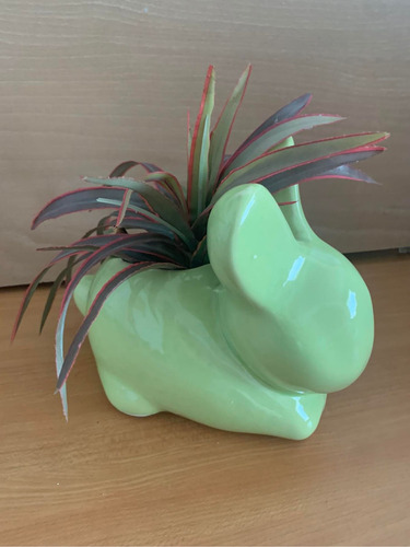 Figura Maceta Decorativa De Cerámica Mod. Conejo Chico