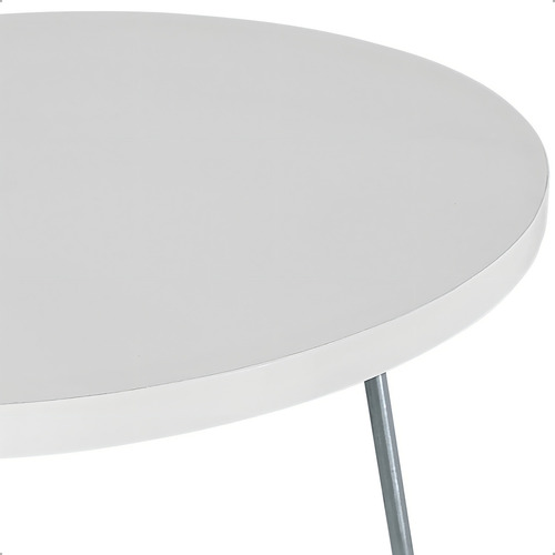 Mesa De Canto Lateral Apoio Sofá Redonda Sala Athenas Alta Cor Prata Preta