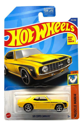 Hot Wheels - Vehículo '69 Copo Camaro - C4982 Color Amarillo