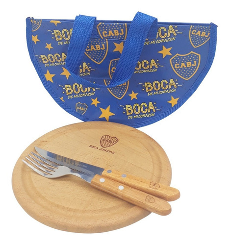 Set De Asado Boca Plato Redondo Con Cubiertos Personalizado