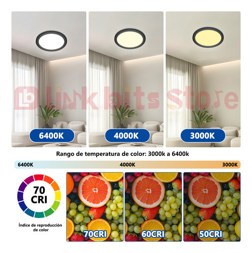 Lampara Spot Ajustable Con 3 Tonos Luz Marco Negro 20pzs 18w