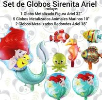 Comprar Set 8 Globos Decoración Cumpleaños Globos Sirenita Ariel 