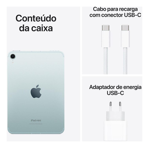Apple iPad Mini, A17 Pro, Wifi + Cellular 256 Gb Azul