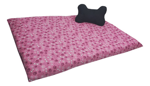 Colchonete Cama Pet 70x50 Cm Vai Almofadinha Cor Ossinho Rosa