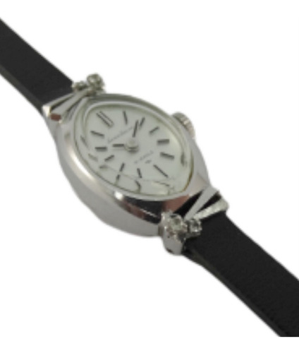 Reloj Seiko Solar Vintage Oro Blanco 14k Cuerda Mujer Garant