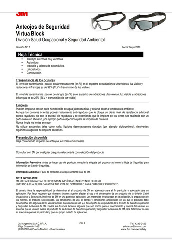 Monogafa Proteccion Lente Oscuro 3m Virtua Block