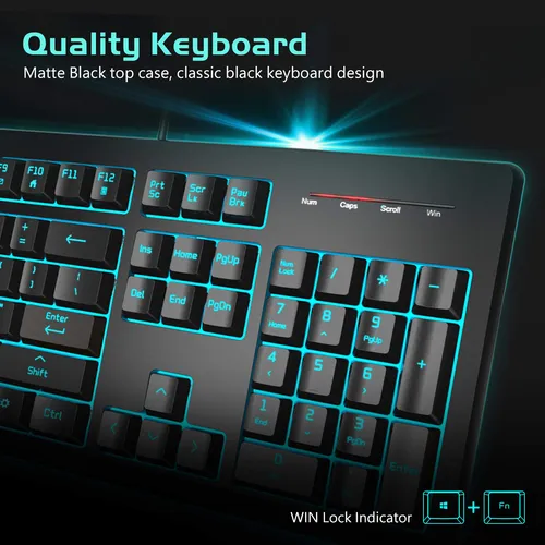 Powzan Teclado Silencioso Para Juegos, Teclado Silencioso De