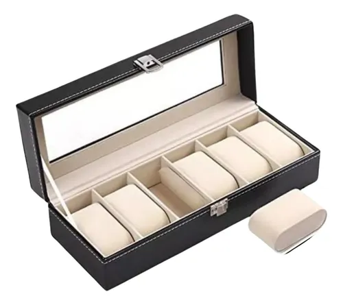 Caja Organizador Estuche Para 6 Relojes Joyas Ecocuero