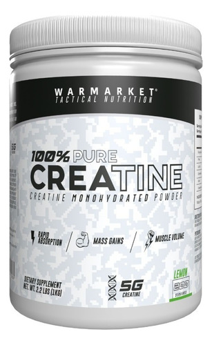 Creatina 100% Pure Creatine Monohydrate Warmarket 200 Servs Sabor Limón