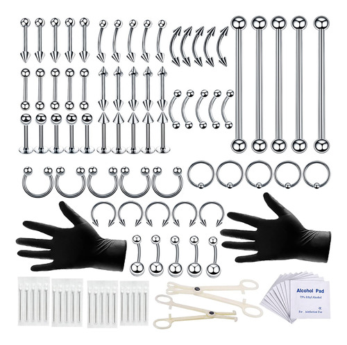 Kit De 100 Piercings 14g 16g Nariz Septum Anillos Joyeria Pa