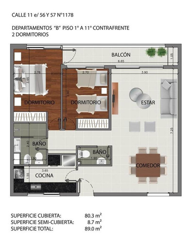 Imagen 19 de 30 de Departamento De 2 Dormitorios En 11 E/ 56 Y 57 - Dacal Bienes Raíces