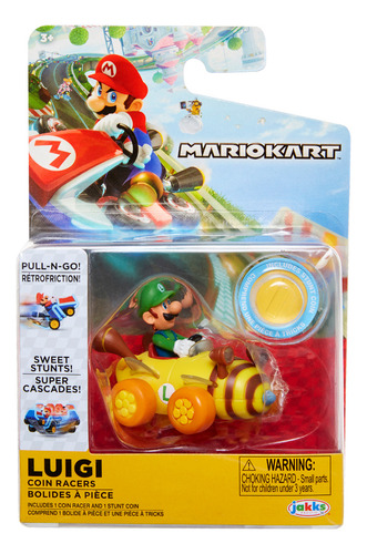 Luigi Kart Bros Vehiculo Pull Back Moneda Original 5cm 40462