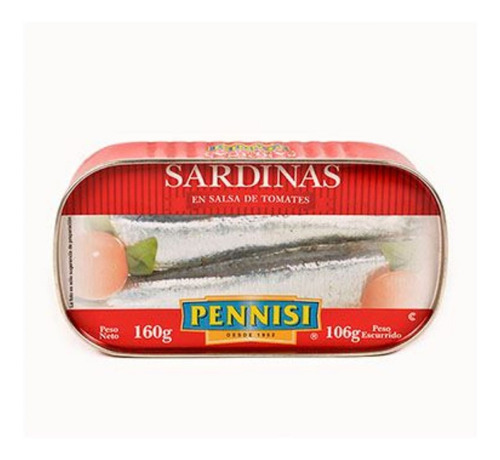 Sardinas Pennisi En Salsa De Tomates Lata 160 Grs X 6 Uni