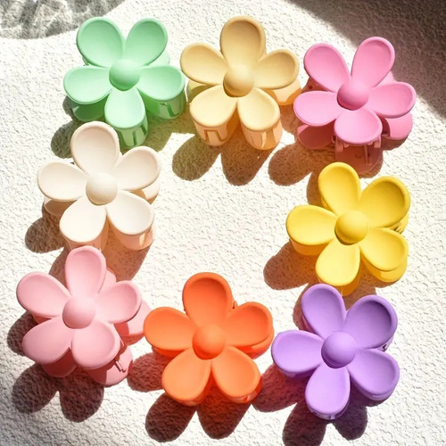 8pcs Clips Para Cabello Forma De Flores En Distintos Colores