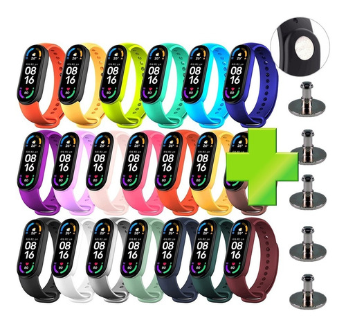 5 Correa Malla Para Xiaomi Mi Band 3 4 5 6 7+ 5 Boton Acero