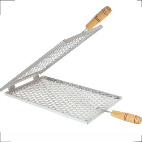 Grelha Tipo Moeda Dupla Para Peixe Frango Tamanho 47x25 Galv
