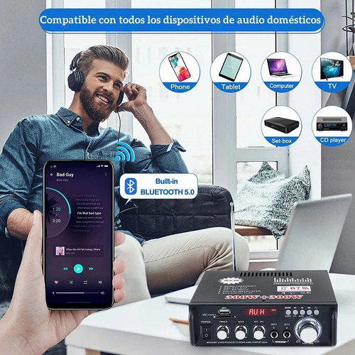 Amplificador De Audio Bluetooth Carro/hogar 2 Canales 600w