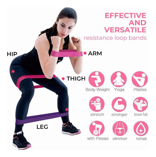 Kit De 5 Bandas Resistencia Pilates Elasticas Ejercicio Yoga