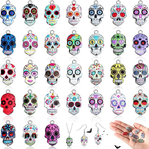 62 Dijes Calavera Día Los Muertos 31 Colores Esmalte Flores