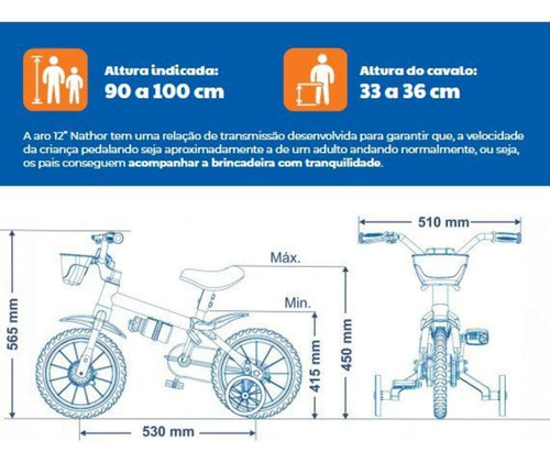 Bike Infantil Aro 12 Menino Nathor Motor X Com Capacete