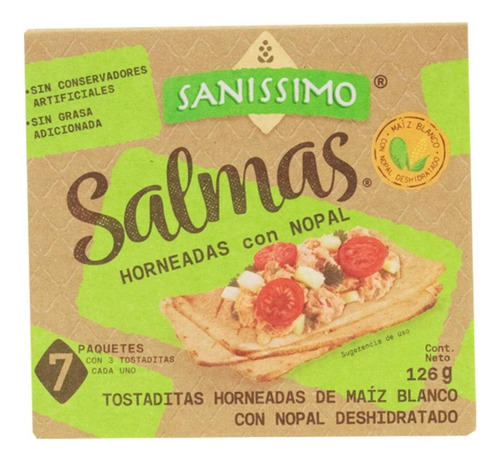 7 Pzas Tostadas De Maíz Salmas Horneadas Con Nopal 7 Paquete