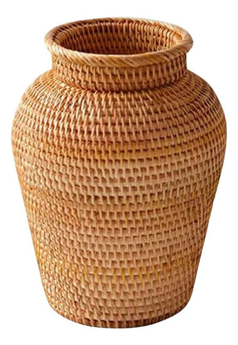 Vosarea Florero De Mimbre Vintage, Jarrón Tejido De Ratán, R