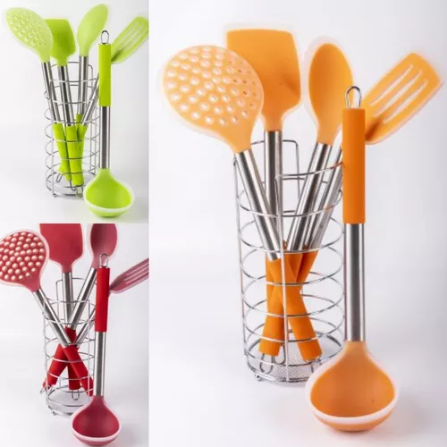 Set X5 Utensilios Cocina Acero Inoxidable Plástico Pp Full