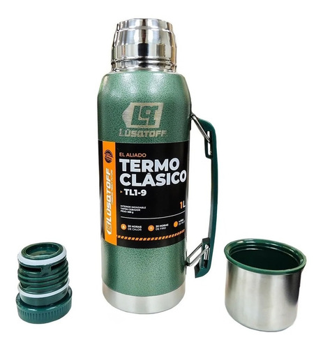 Imagen 2 de 9 de Termo Acero Inoxidable Lusqtoff 1 Litro Frio/calor Verde