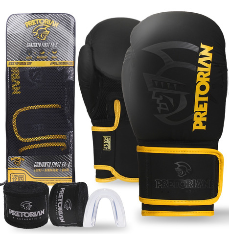 Kit Luva De Boxe Muay Thai Fx2 Bandagem + Bucal - Pretorian