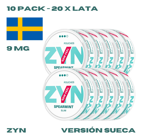 10pack - Zyn | 9mg | 20 Pzas | Slim | Spearmint