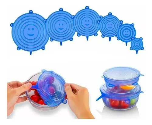 Tapas De Silicona Elasticas Multiusos Para Recipientes Set 6